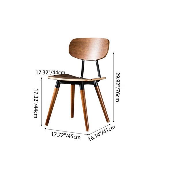 Contemporary Scandinavian Square Wood Iron Chair Backrest Armless For Living Room - Image 4