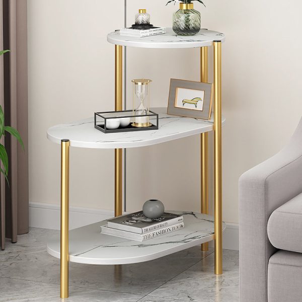 Contemporary Scandinavian Rectangular Iron Marble End Table 3-Tier For Living Room - Image 8