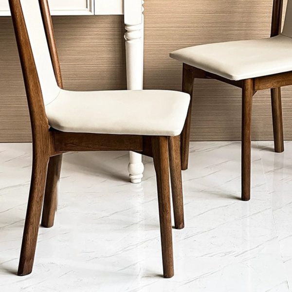 Traditional Chinese Rectangular Solid Wood Leather Dining Chair Backrest For Dining Room - Image 5