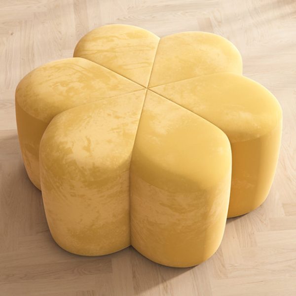Contemporary Nordic Plum Blossom Shape Fabric Velvet Footstool For Living Room - Image 7