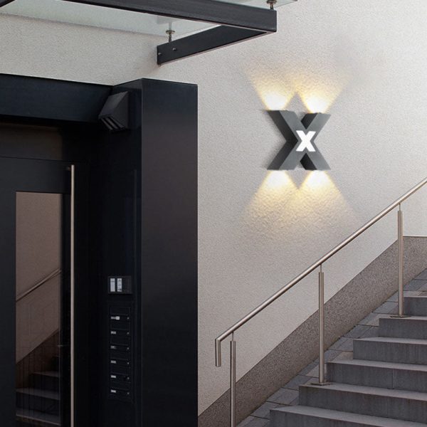 Modern Waterproof Letter X Shaped LED 4-Light Outdoor Wall Sconce Lamp - Image 8