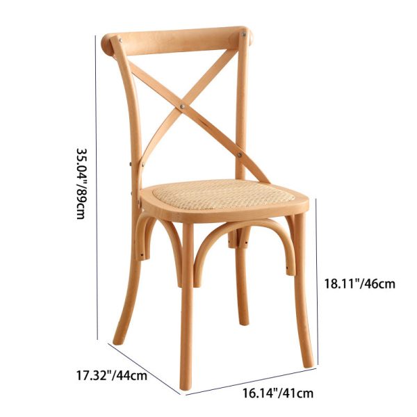 Traditional Rustic Weaving Rattan Wood Sponge Round Rectangular Dining Chair Backrest For Dining Room - Image 7