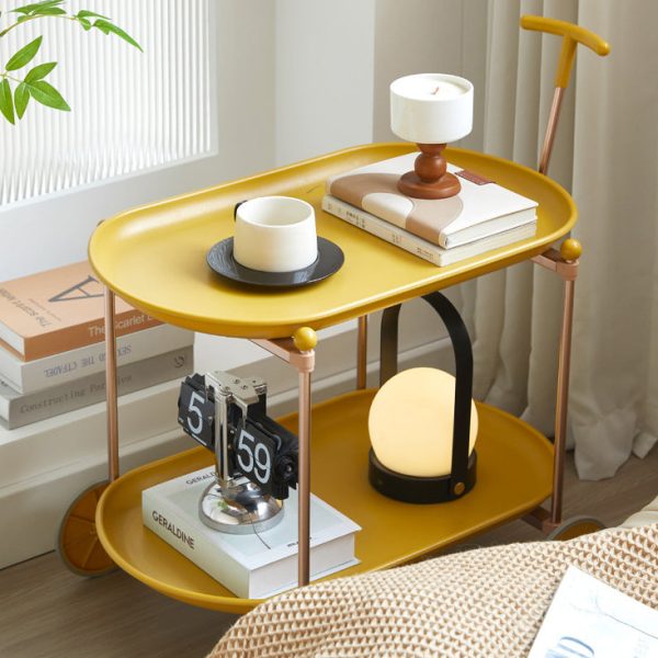 Contemporary Nordic Oval Round ABS Aluminum End Table 2-Tier For Living Room - Image 10