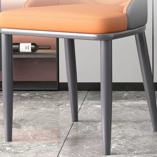 Modern Minimalist Square Four Legs Metal Leather Dining Chair Backrest Armless For Dining Room - Image 6