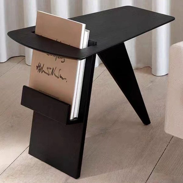 Modern Minimalist Triangle Frame Solid Wood Side Table 1-Shelf For Living Room - Image 3