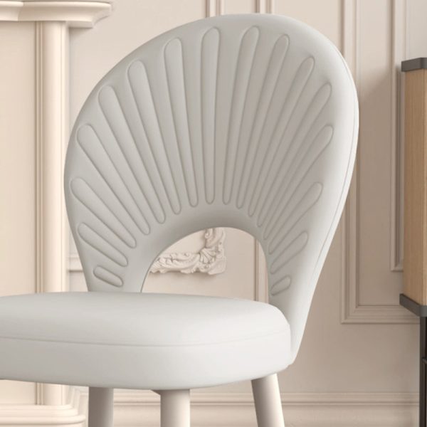 Modern Minimalist Curved Half Round Square PU Leather Iron Dining Chair Backrest Armless For Dining Room - Image 6