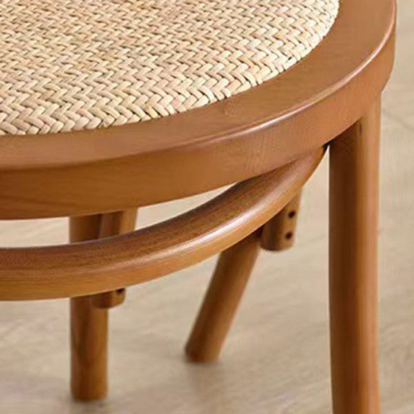 Traditional Vintage Curved Frame Solid Wood Wicker Dining Chair Backrest For Dining Room - Image 6