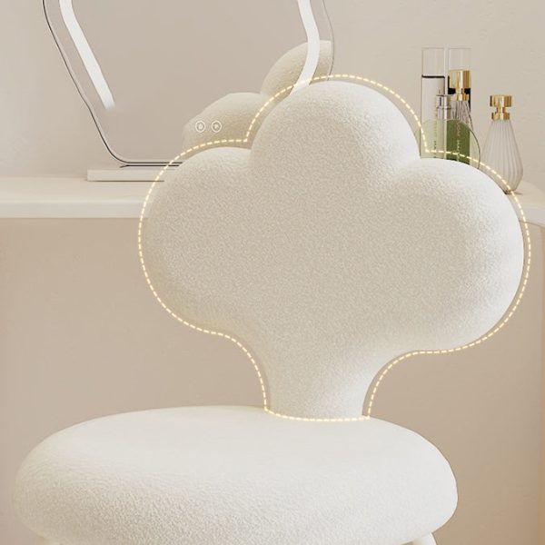 Contemporary Creative Cloud Shape Lambswool Upholstered Swivel Vanity Stool Backrest For Bedroom - Image 8