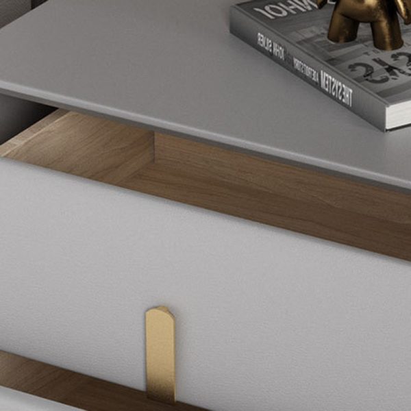 Modern Luxury Rectangular Solid Wood Leather Hardware Nightstand 2-Drawer For Bedroom - Image 11