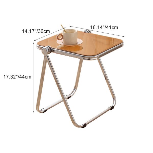 Contemporary Simplicity Square Acrylic Metal Frame Foldable End Table For Living Room - Image 5