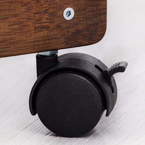 Traditional Vintage Z-Shaped Wood Removable End Table 2-Tier Universal Wheel For Living Room - Image 11