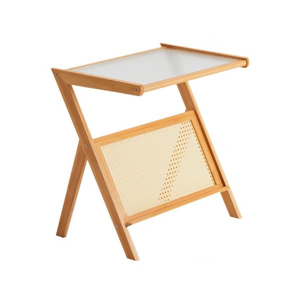 Contemporary Simplicity Z-shaped Glass Bamboo End Table For Living Room - Image 16