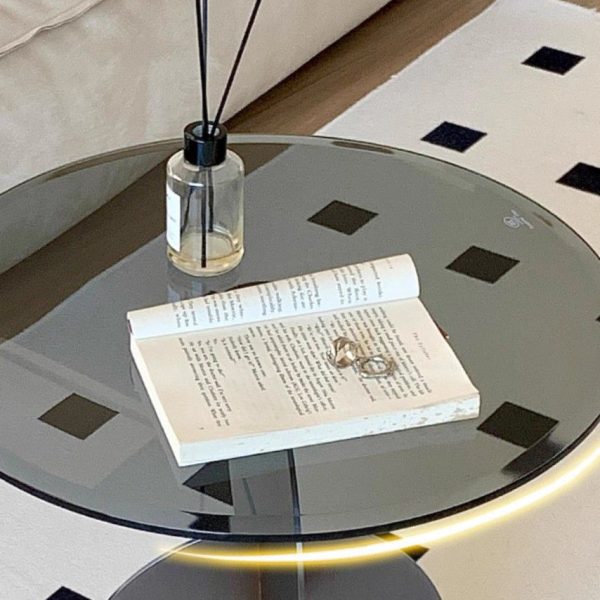Modern Art Deco Round Combine Design Glass Metal End Table For Living Room - Image 13