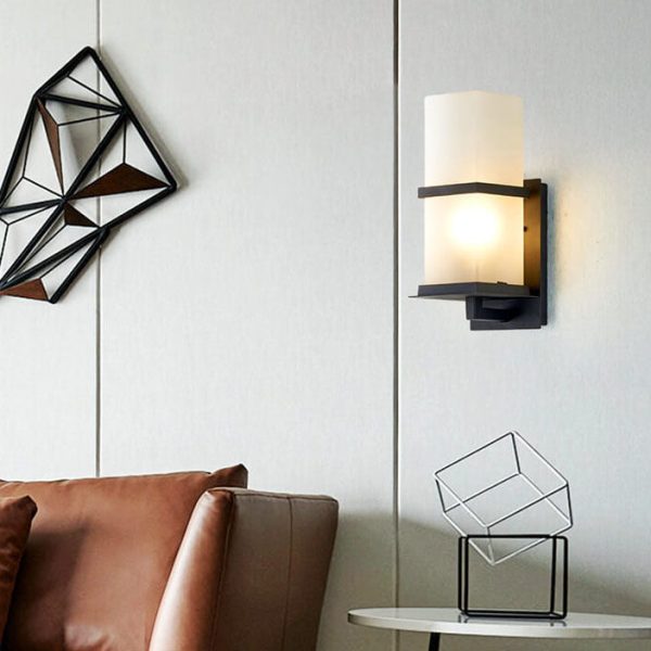 Industrial Outdoor Waterproof Column Frosted Glass Shade 1-Light Wall Sconce Lamp - Image 2