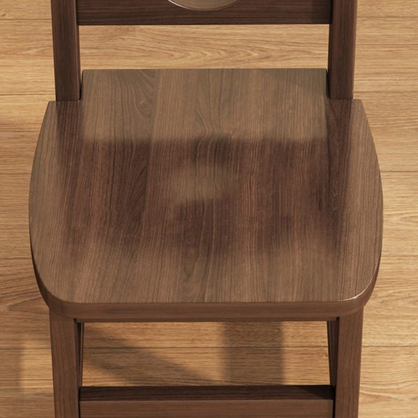 Traditional Vintage Square Smile Wood Curved Frame Dining Chair Backrest Armless For Dining Room - Image 7