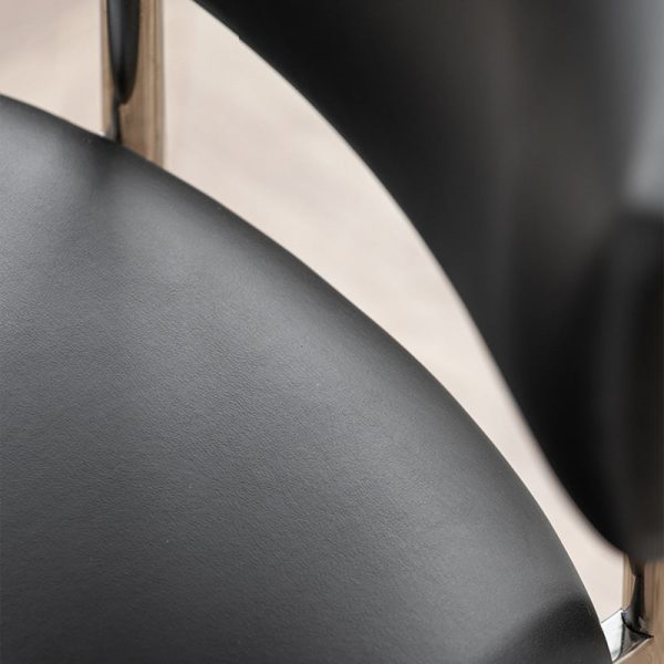 Modern Minimalist Square Round Corner Upholstered Leather Stainless Steel Dining Chair Curved Backrest For Dining Room - Image 6