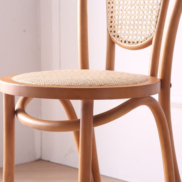 Traditional Vintage Round Rattan Woven Wooden Dining Chair Backrest For Dining Room - Image 9