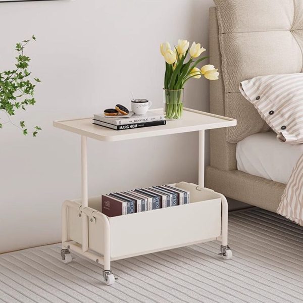 Modern Simplicity Tray Top Leather Storage Movable End Table 2-Tier For Living Room - Image 14