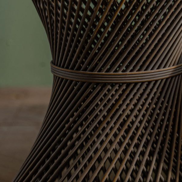 Traditional Japanese Round Rattan End Table 1-Tier For Living Room - Image 9