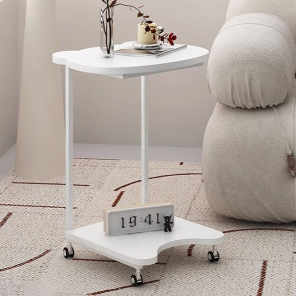 Modern Minimalist Panda Head Round Tabletop Artificial Board Plastic Side Table 1-Shelf For Living Room - Image 7