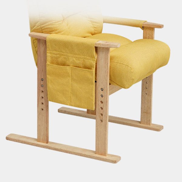 Contemporary Nordic Rectangular Fabric Wood Accent Chair Backrest Armrest For Living Room - Image 8