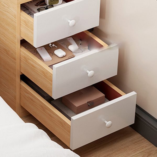 Contemporary Scandinavian Square Tabletop Artificial Panel Nightstand 2-Drawer For Bedroom - Image 7