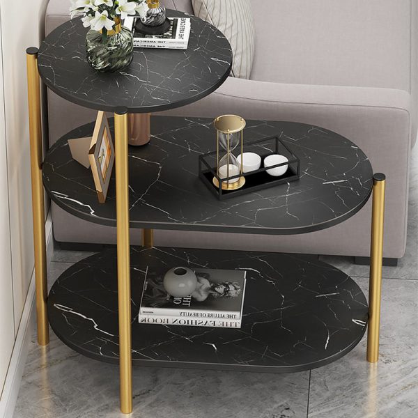 Contemporary Scandinavian Rectangular Iron Marble End Table 3-Tier For Living Room - Image 9