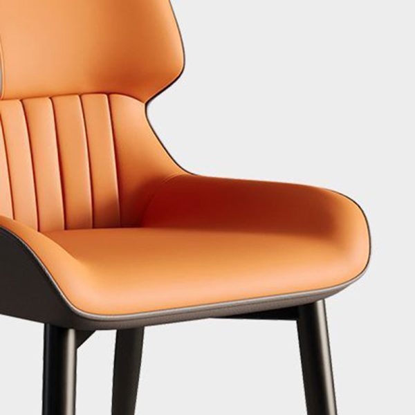 Modern Minimalist Steel Leather Dining Chair Backrest Armless For Dining Room - Image 8
