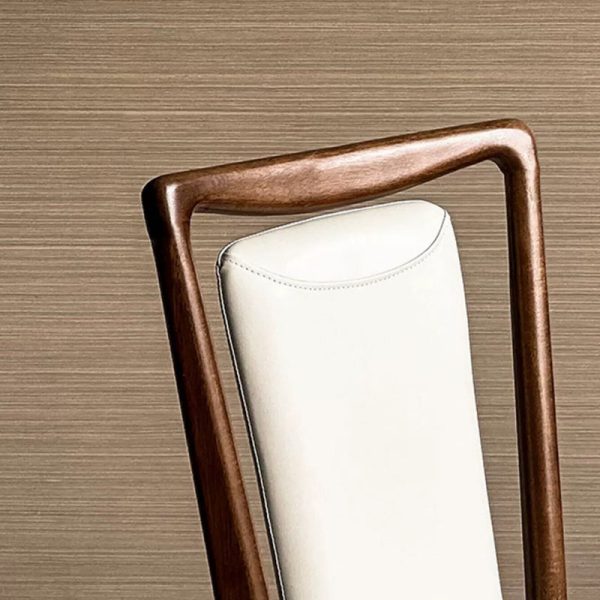 Traditional Chinese Rectangular Solid Wood Leather Dining Chair Backrest For Dining Room - Image 4