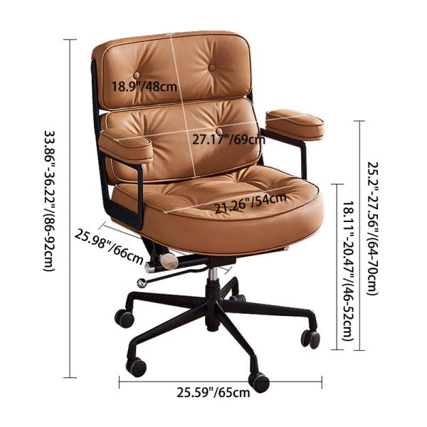 Modern Minimalist Square Semicircle Upholstered Leather Hardware Desk Chair Backrest Armrest For Home Office - Image 3