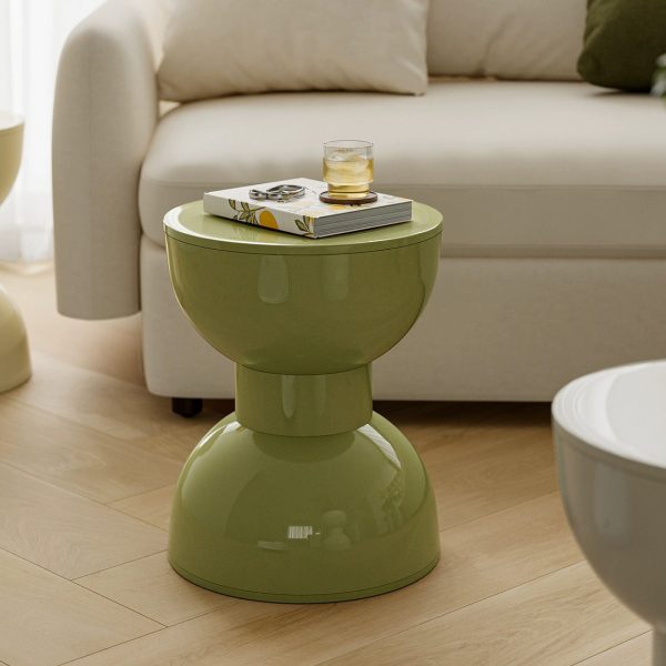 Contemporary Scandinavian Macaron Hourglass Shape Plastic Footstool For Entryways - Image 4