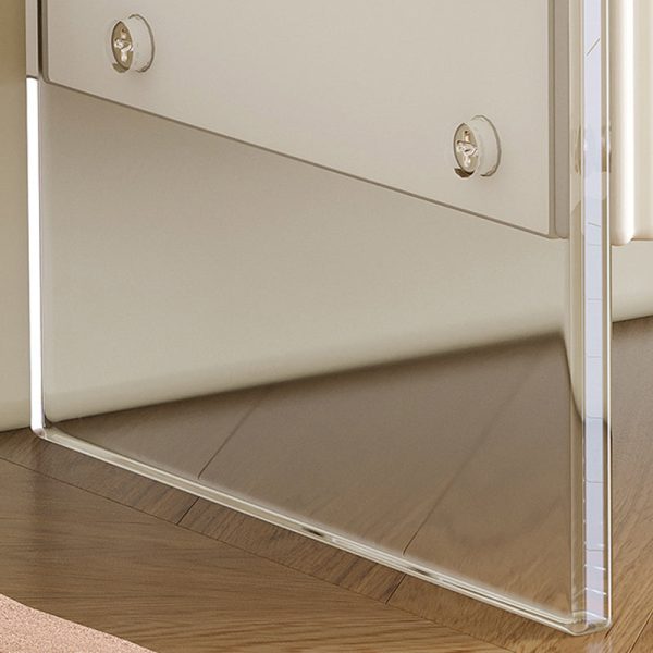 Modern Luxury Rectangular Table Top Acrylic Tempered Glass Solid Wood Nightstand 1-Drawer For Bedroom - Image 9