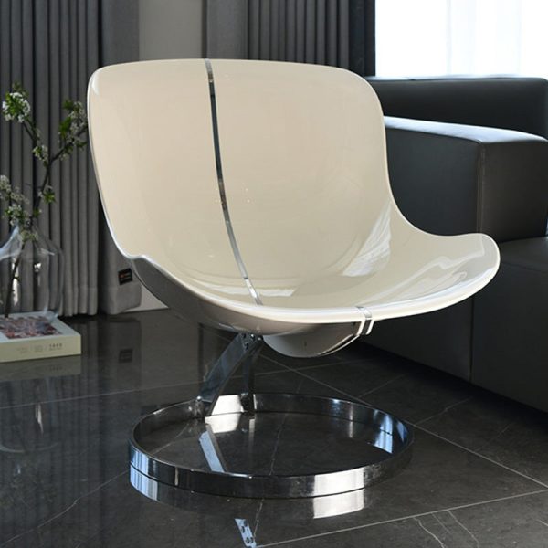 Contemporary Scandinavian Wraparound Large Curved PC Plastic Metal Lambswool Accent Chair Backrest For Living Room - Image 11