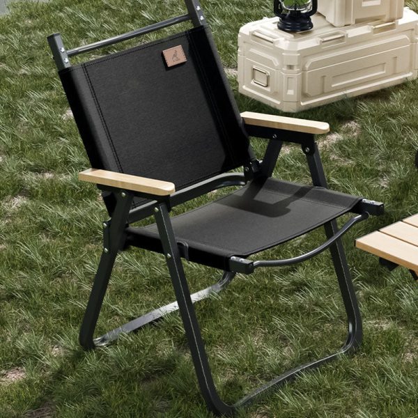Contemporary Scandinavian Square Frame Alloy Wood Oxford Cloth Patio Dining Chair Foldable Backrest For Outdoor - Image 2