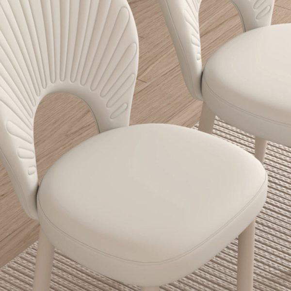 Modern Minimalist Curved Half Round Square PU Leather Iron Dining Chair Backrest Armless For Dining Room - Image 7