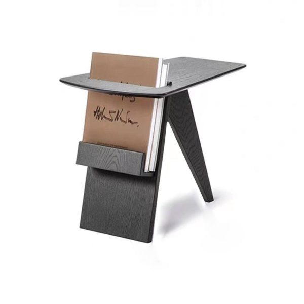 Modern Minimalist Triangle Frame Solid Wood Side Table 1-Shelf For Living Room - Image 18