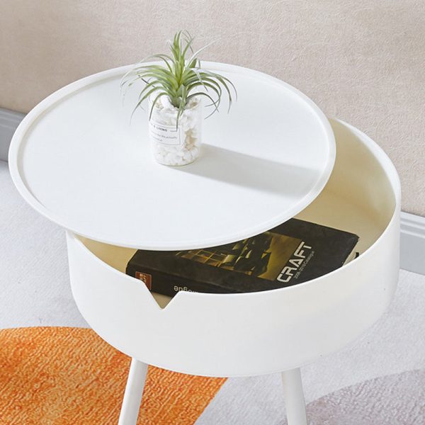 Modern Minimalist Round Tripod Plastic Nightstand 1-Storage For Bedroom - Image 7