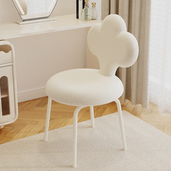 Contemporary Creative Cloud Shape Lambswool Upholstered Swivel Vanity Stool Backrest For Bedroom - Image 10