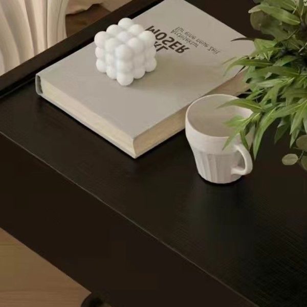 Modern Minimalist Rectangular Solid Wood Iron Nightstand 1-Drawer For Bedroom - Image 6