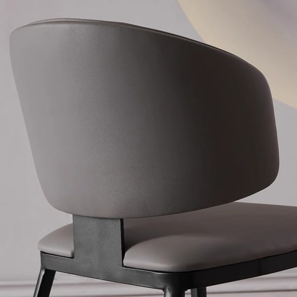 Modern Minimalist Square Cushion Microfiber Leather Carbon Steel Dining Chair Backrest For Dining Room - Image 5