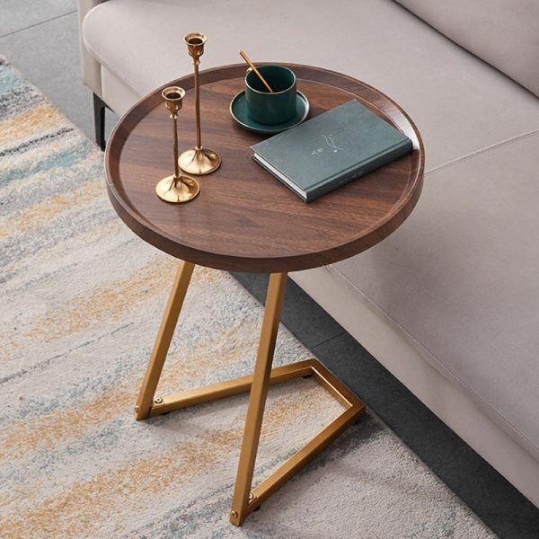 Modern Simplicity Round MDF Iron End Table Movable For Living Room - Image 23