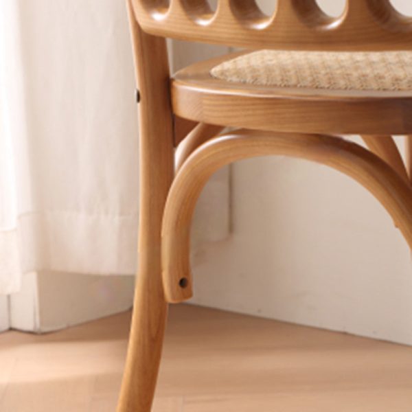 Traditional Vintage Round Rattan Solid Wood Dining Chair Backrest For Dining Room - Image 6