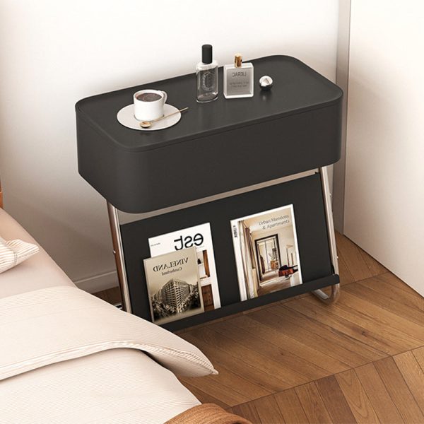 Modern Minimalist Rectangular Stainless Steel Carbon Steel Nightstand 1-Cabinet Swivel For Bedside - Image 20