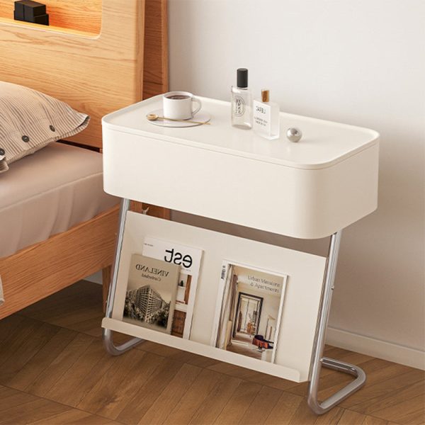 Modern Minimalist Rectangular Stainless Steel Carbon Steel Nightstand 1-Cabinet Swivel For Bedside - Image 21