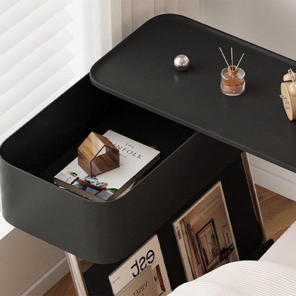 Modern Minimalist Rectangular Stainless Steel Carbon Steel Nightstand 1-Cabinet Swivel For Bedside - Image 7