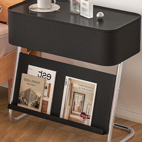 Modern Minimalist Rectangular Stainless Steel Carbon Steel Nightstand 1-Cabinet Swivel For Bedside - Image 8