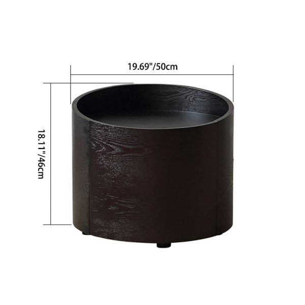 Modern Minimalist Round Cylinder Wood Nightstand 1-Drawer For Bedroom - Image 3