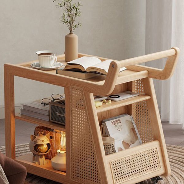 Contemporary Retro Solid Wood Movable Multifunctional Storage End Table 3-Tier For Living Room - Image 15