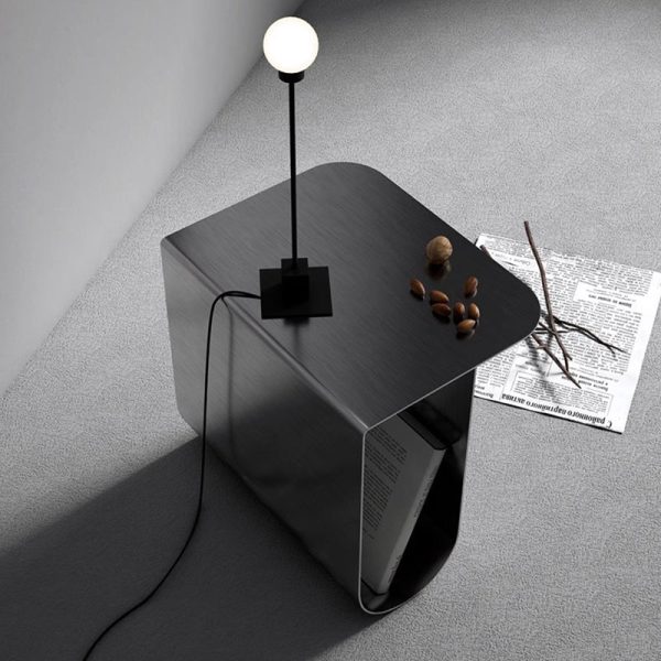 Modern Minimalist Round Rectangular T Shape Iron Stainless Steel End Table 1-Storage For Bedroom - Image 10