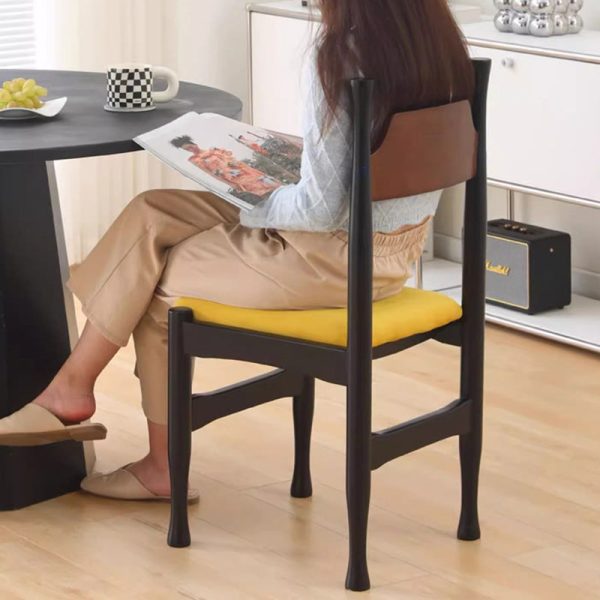 Traditional Vintage Wood Curved Frame Velvet Dining Chair Backrest For Dining Room - Image 13